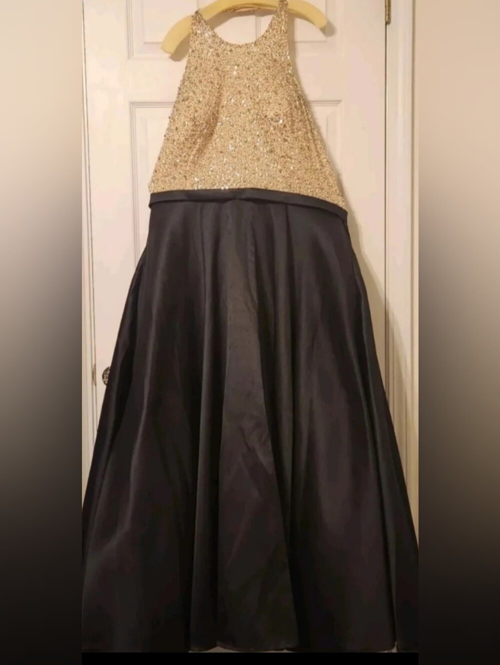 Tease Prom Dress Black Size 16 Style TE1837 Halter Sequins Beads Sparkle Formal